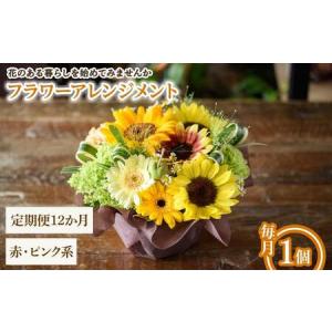 ふるさと納税 フラワーアレンジメント(赤ピンク系・12ヶ月・毎月1個) フラワーアレンジメント 季節の花 生花 花ギフト フラワーギフト お祝い 記.. 大阪府箕面市