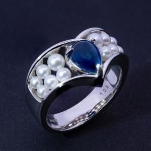 ふるさと納税 【17.5号】Pt サファイア ...の詳細画像1