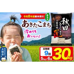 ふるさと納税 ＜令和8年産 新米受付＞《定期便9ヶ月》米 あきたこまち【無洗米】30kg（5kg×6袋）秋田県大仙市産 精米 令和8年産 秋田県大仙市
