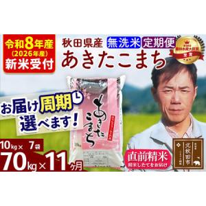 ふるさと納税 ※R8産 新米予約※ 《定期便11ヶ月》秋田県産 あきたこまち 70kg【無洗米】(10kg袋) 2026年産 令和8年産 お届け周期調整可能 隔.. 秋田県北秋田市