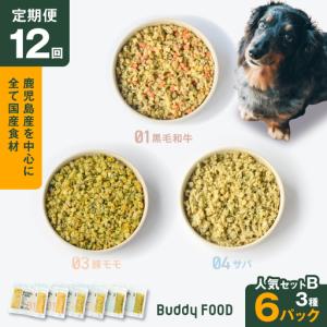 ふるさと納税 【全12回定期便】Buddy FOOD 人気セットB 3種6パック K390-T12_c 国産 魚 牛肉 豚肉 ペットフード 鹿児島県鹿児島市