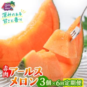 ふるさと納税 【定期便】 赤肉アールスメロン 3玉 × 6か月連続 茨城県つくばみらい市