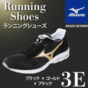 ふるさと納税 AO85　ミズノ ランニングシューズ【ブラック×ゴールド×ブラック 3E】【 ジョギング ランニング マラソン シューズ スニ.. 兵庫県宍粟市