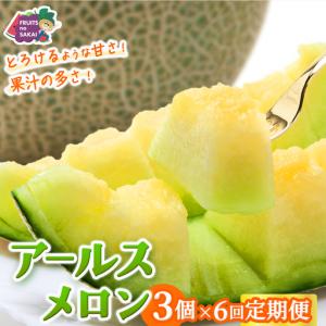 ふるさと納税 【定期便】 アールスメロン 3玉 × 6か月連続 茨城県つくばみらい市