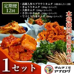 ふるさと納税 【12カ月定期便】5種の本格キムチ食べ比べ 4種のキムチ(各200g×2パック)＋スプラウトキムチ(1本入り×2袋)(H104274) 佐賀県神埼市