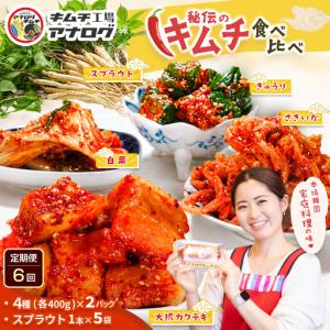 ふるさと納税 【6カ月定期便】5種の本格キムチ食べ比べ 4種のキムチ(各400g×2パック)＋スプラウトキムチ(1本入り×5袋)(H104278) 佐賀県神埼市