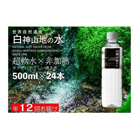 ふるさと納税 年12回お届け！！ 白神山地の水 500ml×24本 定期便 ナチュラルウォーター 飲...