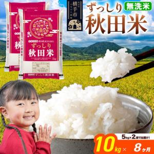 ふるさと納税 米《定期便8ヶ月》秋田県 横手市産 ブレンド米 令和7年産【無洗米】10kg（5kg×2袋） 秋田県横手市
