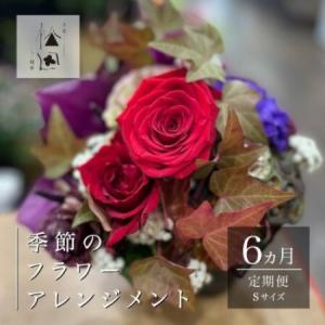 ふるさと納税 【毎月定期便】松田生花店の季節のフラワーアレンジメント Sサイズ全6回【配送不可地域：離島】【4050663】 岩手県遠野市
