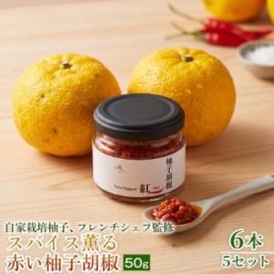 ふるさと納税 【香りと辛みで料理に深みを】スパイス薫る赤い柚子胡椒(瓶)50g ×6本 5セット【1736713】 兵庫県神河町