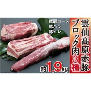 ふるさと納税 長崎県産 雲仙高原赤豚 ブロック肉3種 約1900g 長崎県雲仙市