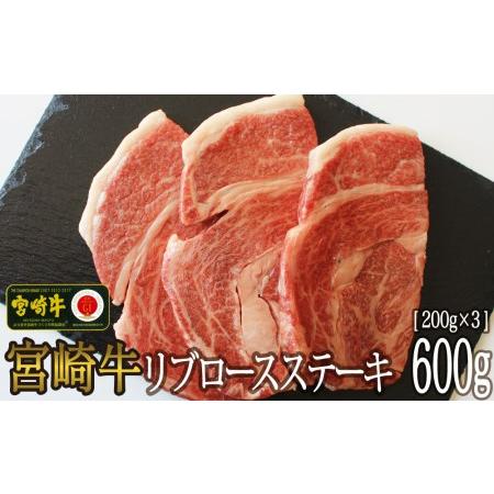 ふるさと納税 宮崎牛 牛肉 リブロース ステーキカット 600g (200g×3枚) 牛肉 焼肉 鉄...