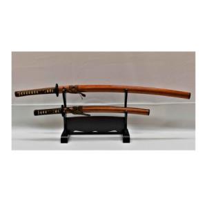 ふるさと納税 H85-08 模造刀 飾り刀（金茶） 大小セット 刀掛け付き　　( 濃州堂 ) 岐阜県関市