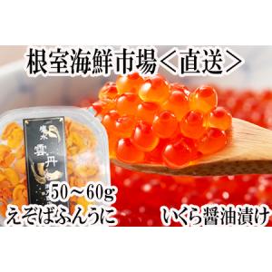 ふるさと納税 [11月30日決済分まで年内配送]無添加エゾバフンウニ塩水パック(赤系)50〜60g×1P、いくら醤油漬け(鮭卵)70g×1P