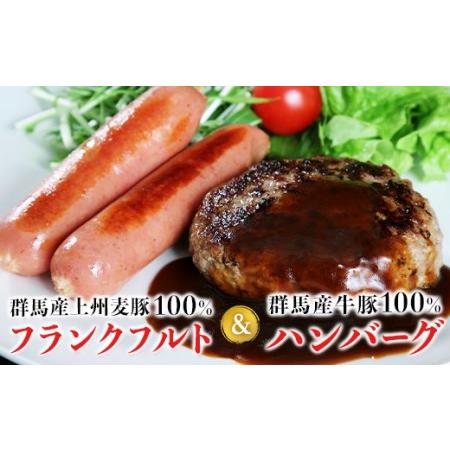 ふるさと納税 上州麦豚 フランクフルト7本＆王様のハンバーグ(150g×2) 豚 ブランド豚 銘柄豚...