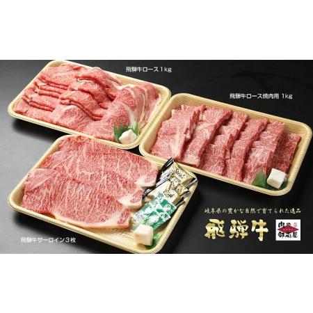 ふるさと納税 【冷蔵配送】飛騨牛食べ比べセット　3回　A4〜A5・焼肉・しゃぶしゃぶ・すき焼き・牛肉...