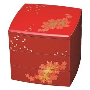 ふるさと納税 6.5寸 胴張 重箱 お重 三段重箱 朱 箔春秋 おせち お正月 おせち料理 運動会 ...