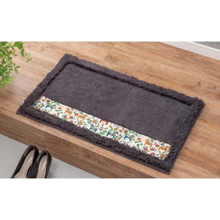 ふるさと納税 北欧の「幸せを運ぶ馬」ダーラヘスト柄の玄関マット　グレー　縦５０cm×横８０cm 和歌...