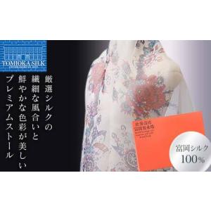 ふるさと納税 ＜高級純国産富岡シルク100%＞ 大竹夏紀シルクオーガンジーストール (リボン柄)・富岡製糸場ブランドブック セット 富岡シルク オ.. 群馬県富岡市