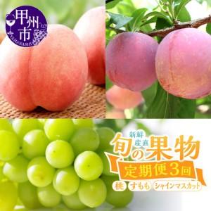 ふるさと納税 【定期便】新鮮産直甲州市！旬の果物3品定期便【2026年発送】（KSF）D-126 桃 すもも シャインマスカット フルーツ 山梨県甲州市
