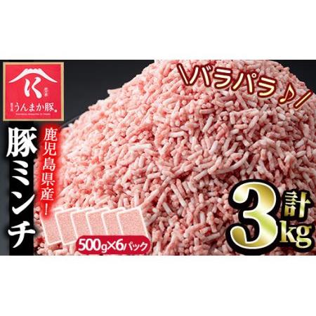 ふるさと納税 s117 《毎月数量限定》鹿児島うんまか豚ミンチ(計3kg・500g×6P) 鹿児島県...