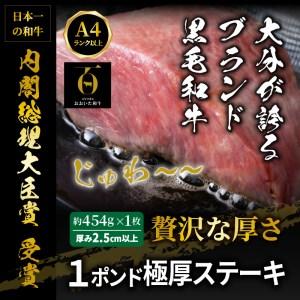 ふるさと納税 29365A_まさに肉のエアーズロック〃おおいた和牛１ポンド極厚ステーキ・通