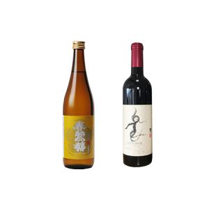 ふるさと納税 【峡南２町共通返礼品】日本酒純米酒（春鶯囀）・ワイン（楽園ワイン赤）セット [5839...