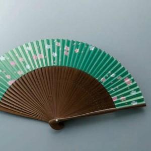 ふるさと納税 【L-557】鈴木扇子店 近江扇子 女性用 桜 緑地 ［高島屋選定品］ 滋賀県高島市