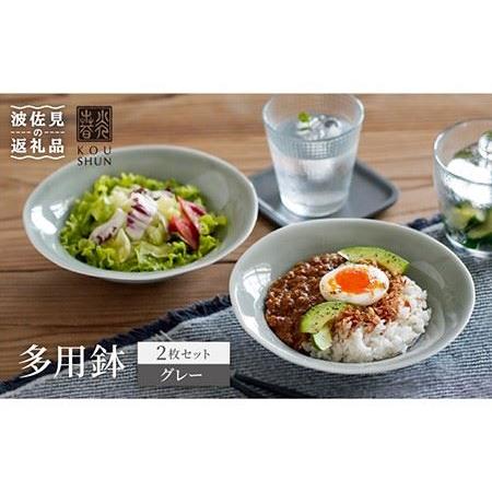 ふるさと納税 【波佐見焼】多用鉢 2枚セット （グレー） カレー皿 パスタ皿 食器 【光春窯】 [X...