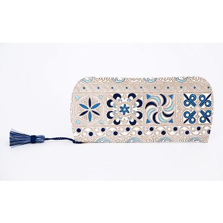 ふるさと納税 【文庫屋大関】メガネケース　錦紗＜青＞【皮革工芸品】 ファッション小物 民芸品  東京...