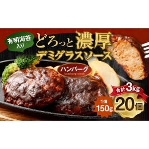 ふるさと納税 贅沢 デミグラスソース (有明海苔入り) ジューシー ハンバーグ 150g×20個 福岡県柳川市｜ふるなび(ふるさと納税)