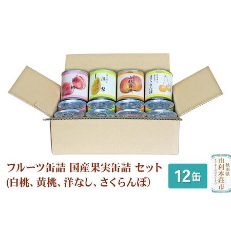 ふるさと納税 Sanuki フルーツ缶詰 国産果実缶詰 12缶セット(白桃、黄桃、洋なし、さくらんぼ...