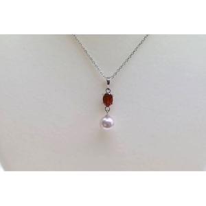 ふるさと納税 【090-09】上質アコヤ真珠8.0ミリ　1ｃｔガーネット付きペンダント 三重県志摩市