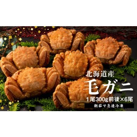 ふるさと納税 【北海道産】『冷凍』毛がに300g前後×6杯【急速冷凍】【520015】 北海道恵庭市