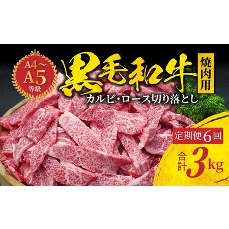 ふるさと納税 S001-026-T06A_【定期便6回】黒毛和牛 焼肉 カルビ ロース 切り落とし ...