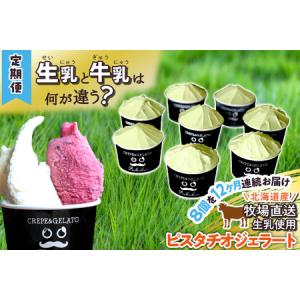 ふるさと納税 ＜12ヶ月定期便＞北海道産 生乳 ジェラート アイス 毎月8個 ピスタチオ 北海道新ひだか町