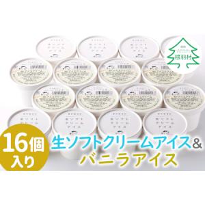 ふるさと納税 「濃厚」「さっぱり」を食べ比べ！生ソフトクリームアイス＆バニラアイスクリーム 16個セット 長野県根羽村