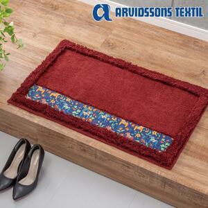 ふるさと納税 北欧の「幸せを運ぶ馬」ダーラヘスト柄の玄関マット　ワインレッド(縦50cm×横80cm...