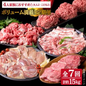 ふるさと納税 家族でたっぷり！ ボリューム 満載 定期便全7回 （月1回） 4人用 【福岡 糸島産 牛肉 豚肉 鶏肉 切り落とし ミンチ ハンバーグ 餃.. 福岡県糸島市