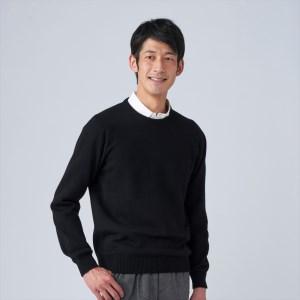 ふるさと納税 日本製 カシミヤ100% クルーネック ブラック Sサイズ [2645] 大阪府泉大津市