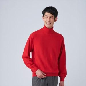 ふるさと納税 日本製 カシミヤ100% タートルネック 赤 Lサイズ [2655] 大阪府泉大津市