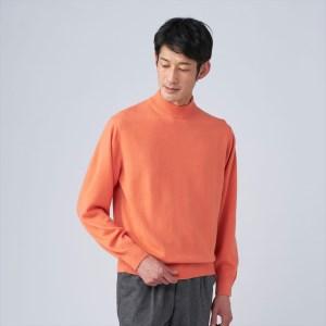 ふるさと納税 日本製 カシミヤ100% ハイネック オレンジ 2Lサイズ [2664] 大阪府泉大津市