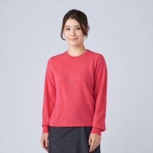 ふるさと納税 日本製 カシミヤ100% レディース クルーネック ローズピンク 2Lサイズ [2676] 大阪府泉大津市
