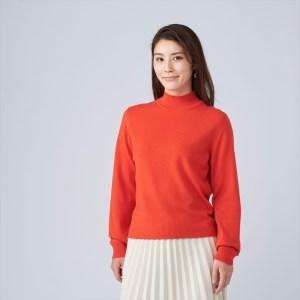 ふるさと納税 日本製 カシミヤ100% レディース ハイネックセーター オレンジ 2Lサイズ [1740] 大阪府泉大津市