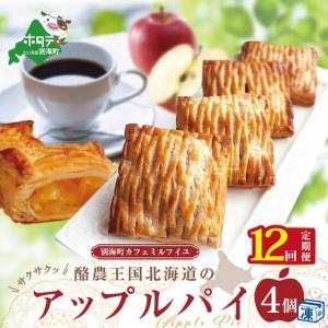 ふるさと納税 【定期便】酪農王国のアップルパイ 大きな3号サイズ(4個入)×12ヵ月【全12回】りんご アップルパイ バター 北海道 別海町 北海道別海町