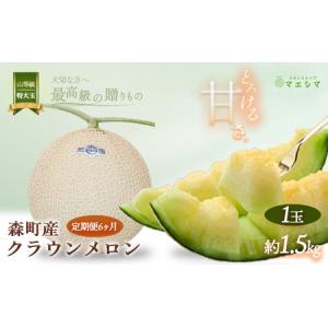 ふるさと納税 クラウンメロン【上（山等級）】特大玉（1.5kg前後）1玉入り（6か月連続お届け） 果物類 メロン青肉 フルーツ 6カ月 6回 半年 静岡県森町