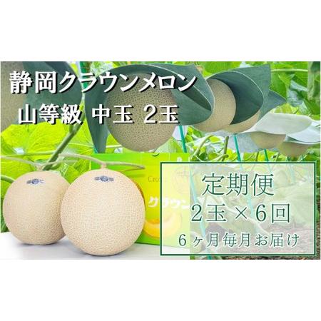 ふるさと納税 クラウンメロン 定期便 6ヶ月 上 ( 山等級 ) 中玉 ( 1.3kg前後 ) 2玉...