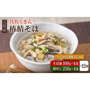ふるさと納税 【12回定期便】椿鯖そば （具だくさん 手打ちそば） 4人前 五島市/大河内商店[PAQ018] 長崎県五島市