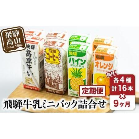 ふるさと納税 【定期便】9回お届け 飛騨牛乳 ミニパック 詰め合わせ フルーツ牛乳 コーヒー牛乳 パ...