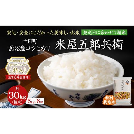 ふるさと納税 【定期便/全6回】十日町産魚沼コシヒカリ 米屋五郎兵衛 特別栽培米 精米5kg 新潟県...